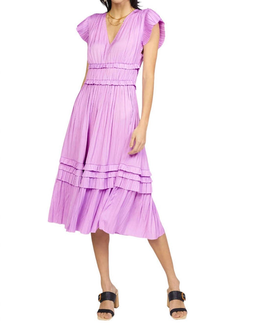 Current Air - SEREIA PLEATED RUFFLE SLEEVE DRESS