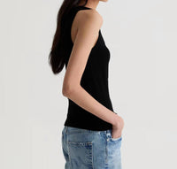 AG Jeans Ashley Rib Tank Top in super black - women's tank top - view 4