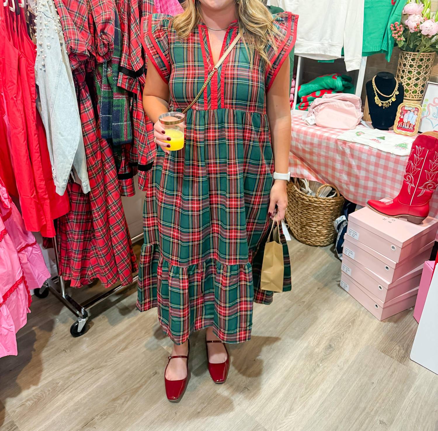 Entro - Plaid Midi Dress