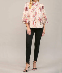 Fate Metallic Floral Chiffon Sleeve Blouse in cream - women's blouse - view 5