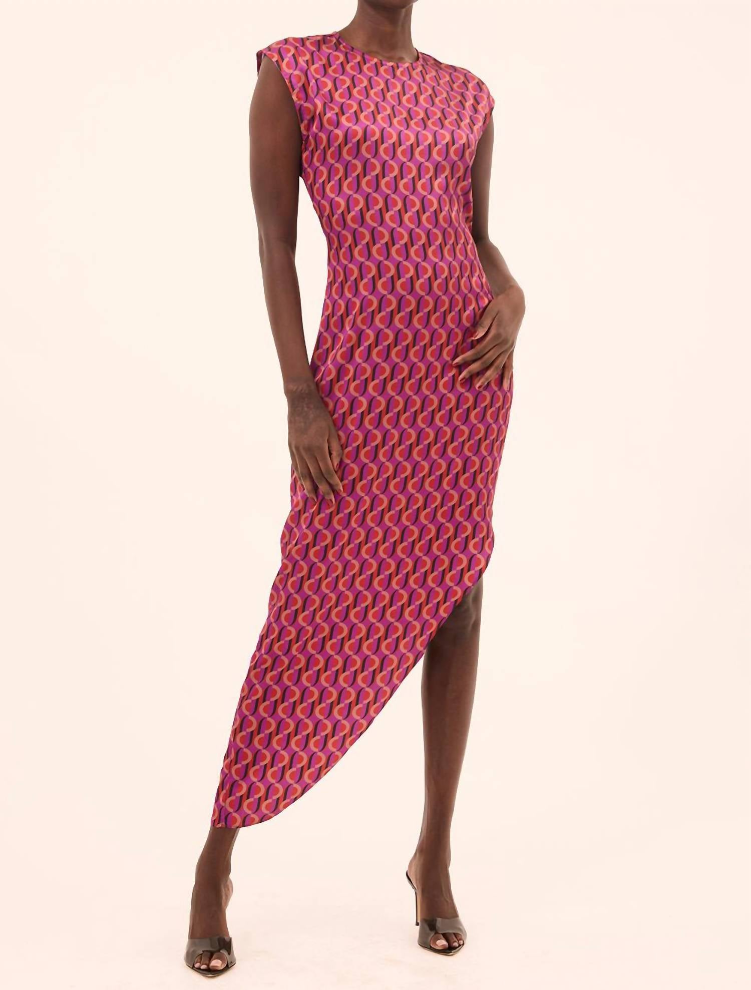 Misa Los Angeles Lydia Dress in geo sixty satin - women's dress