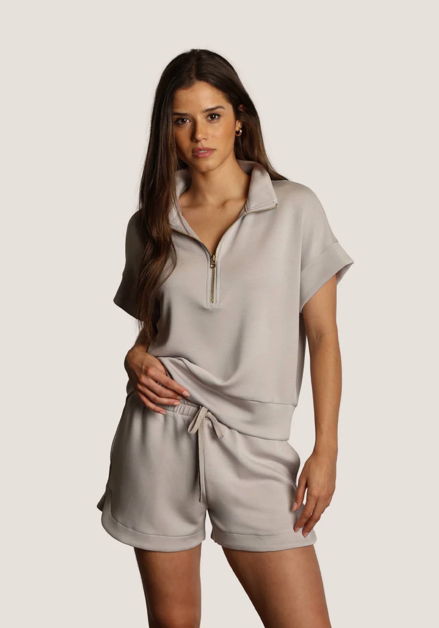 Dylan - Short Sleeve Half-zip Top