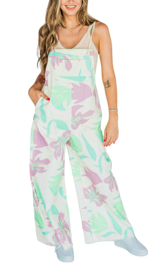 Peach Love - Tropical Paradise Denim Jumpsuit