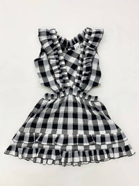 Girls Ruffle Check Dress with Side Cutout Dress