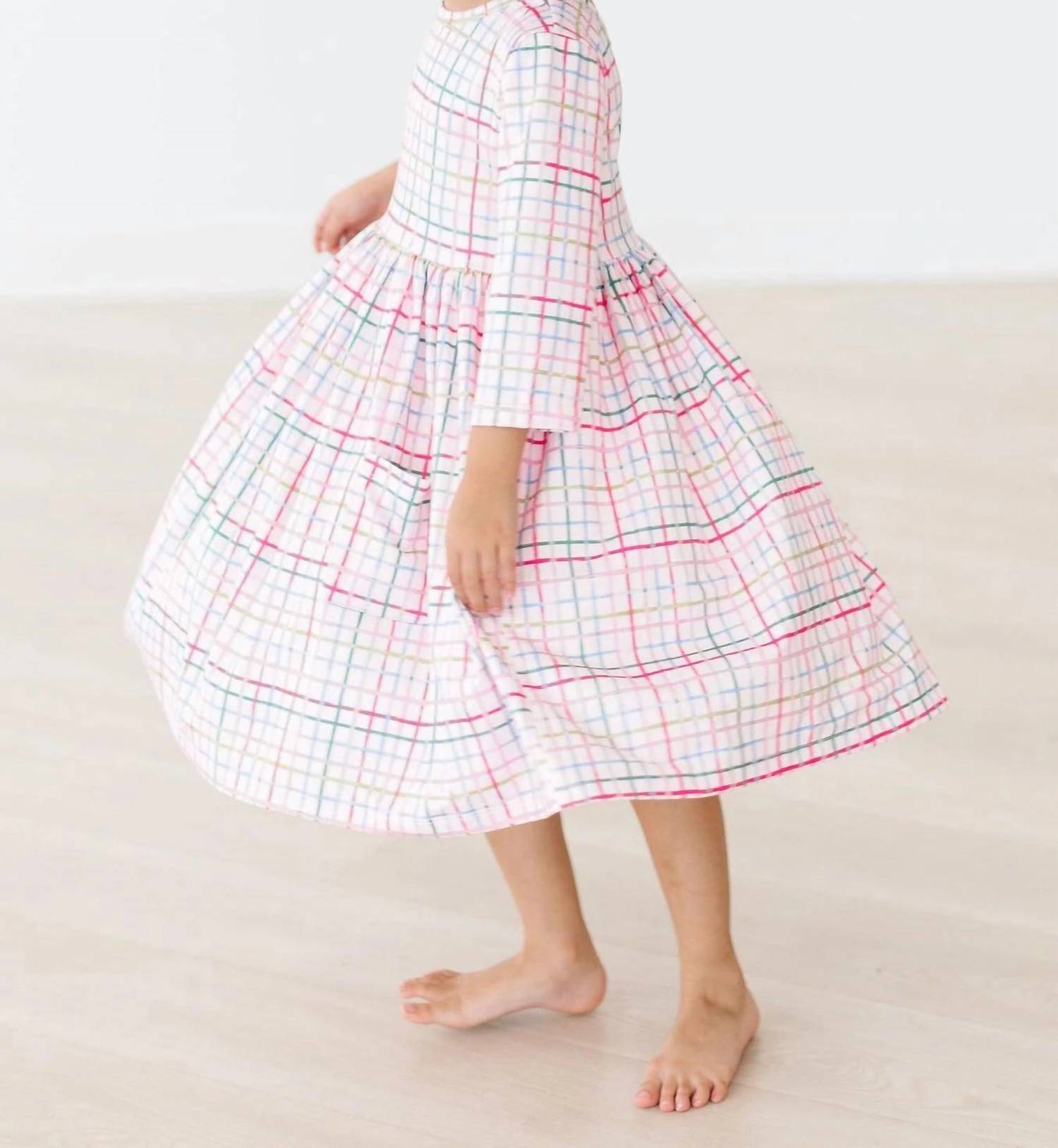 Mila & Rose - Three Quarter Sleeve Pocket Twirl Swirl Dress