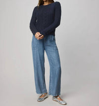 Splendid Annabella Cable Sweater in navy - women's sweater - alternate view