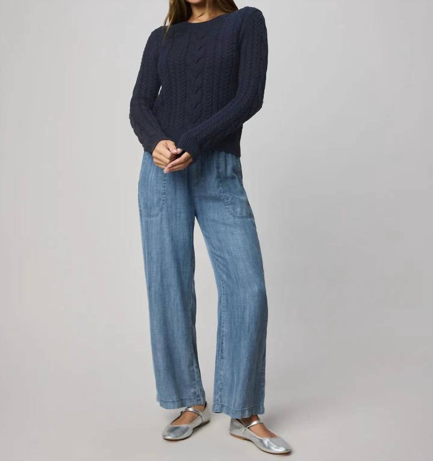 Splendid Annabella Cable Sweater in navy - women's sweater - alternate view
