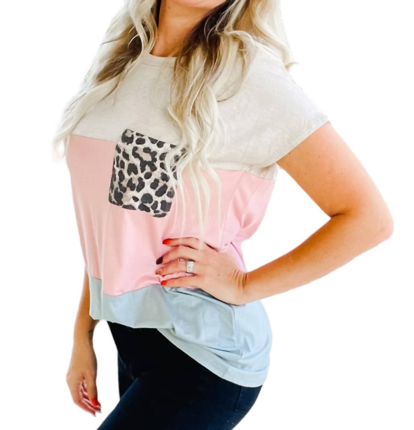 Heimish Usa - Colorblock Leopard Tee