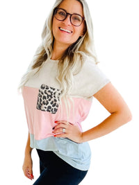 Heimish Usa - Colorblock Leopard Tee