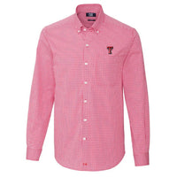 Cutter & Buck Men's Texas Tech Stretch Gingham Button Down in red white - men's shirt