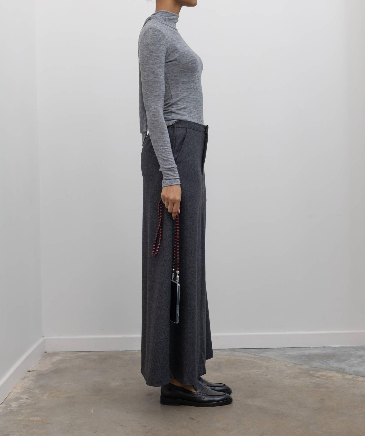 Collective Herringbone Tailored Maxi Skirt in charcoal - women's skirt - view 4