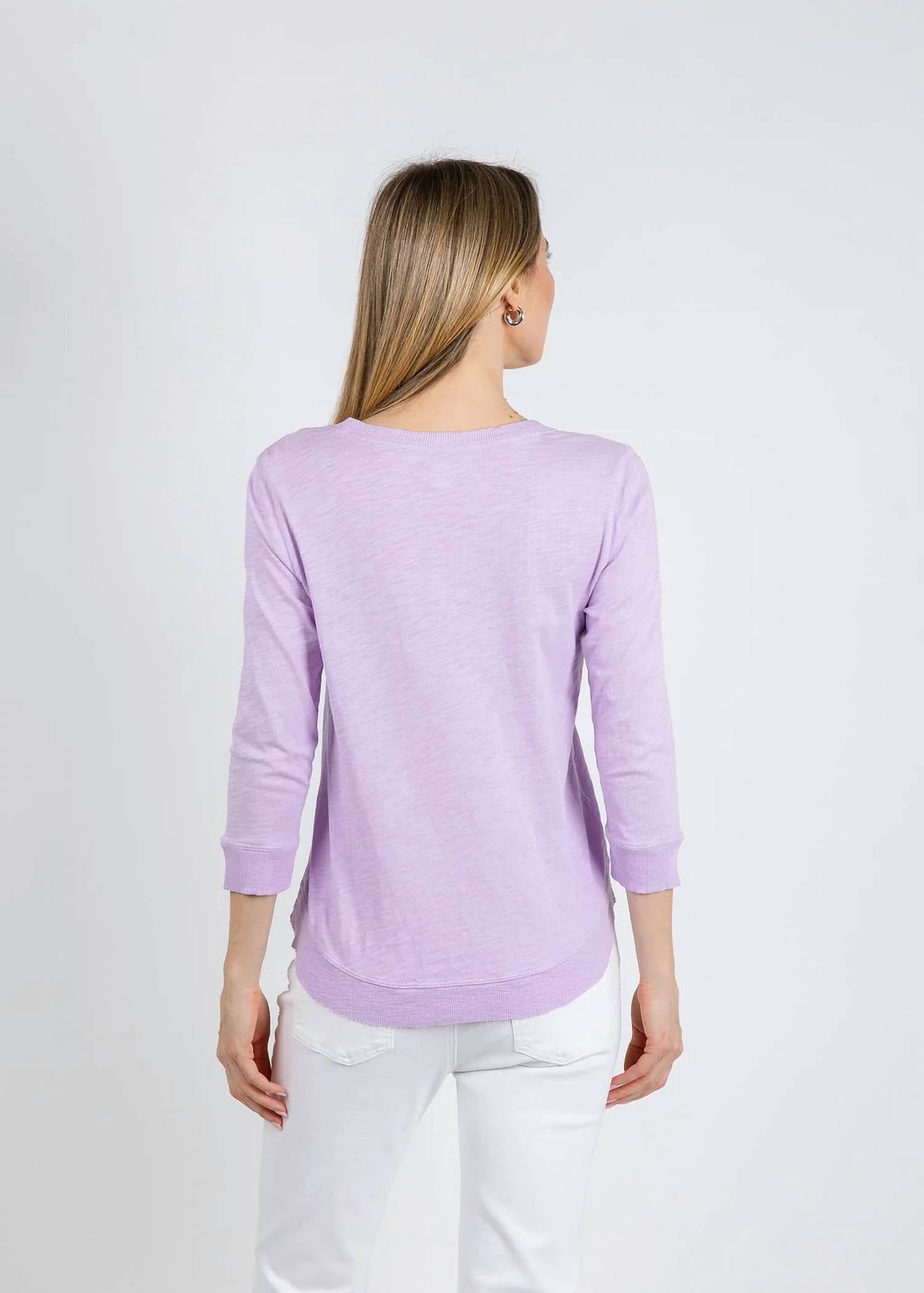 Elliott Lauren - Silvie Rib Three-quarter Sleeve V-neck Tee
