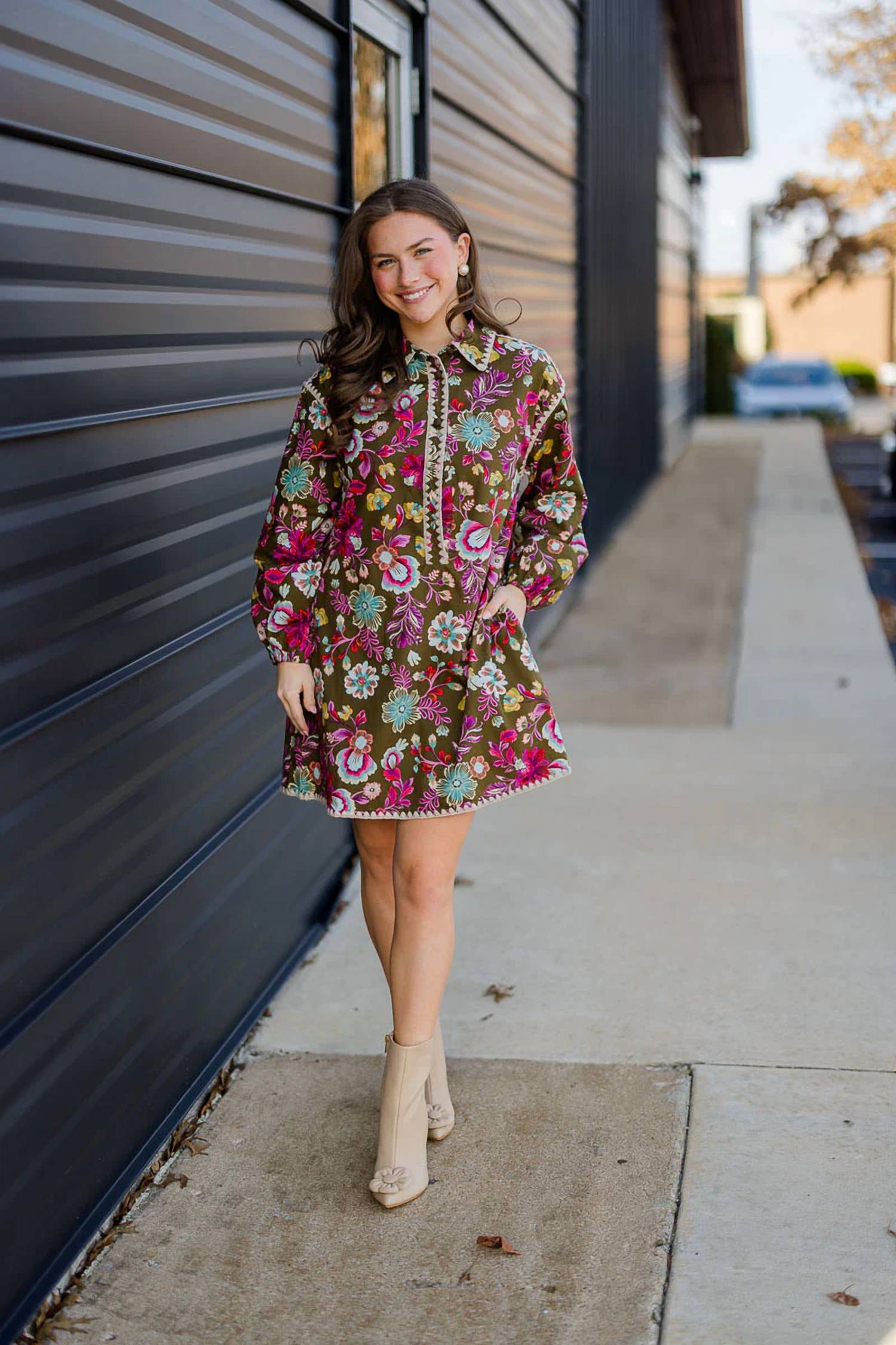 &Merci - Blanket Stitch Buttoned Mini Dress