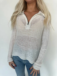 Wooden Ships - Open Knit Zip Long Sleeve Top