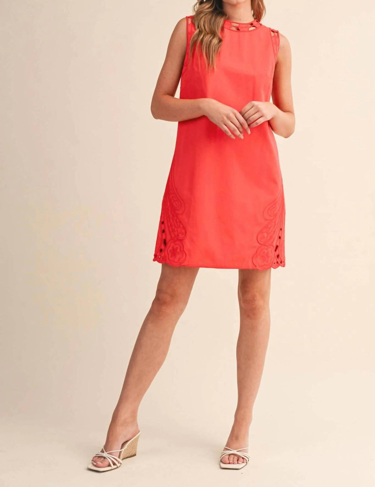 &Merci - Embroidered Shift Mini Dress