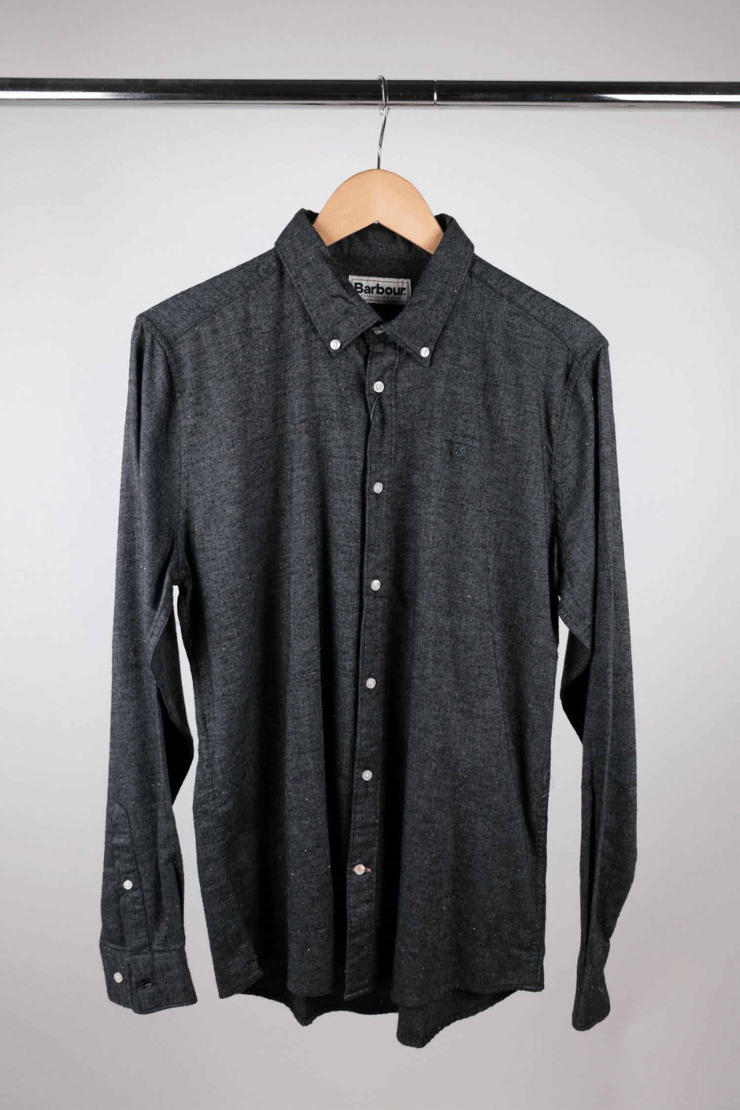 Barbour Men's Tainsbury Fleck Twill Shirt in grey marl - men's long sleeve top