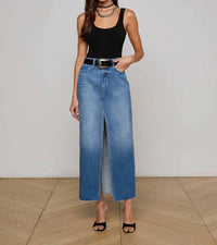 L'Agence Rysa Denim Skirt in woodrow - women's skirt - view 4