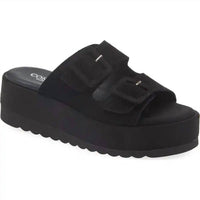 CORDANI Women's Karson 2 Platform Slide Sandal in black suede - women's sandal - detail view