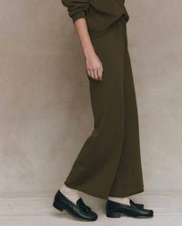 THE GREAT. Rec Sweater Pant in army - women's pants - alternate view