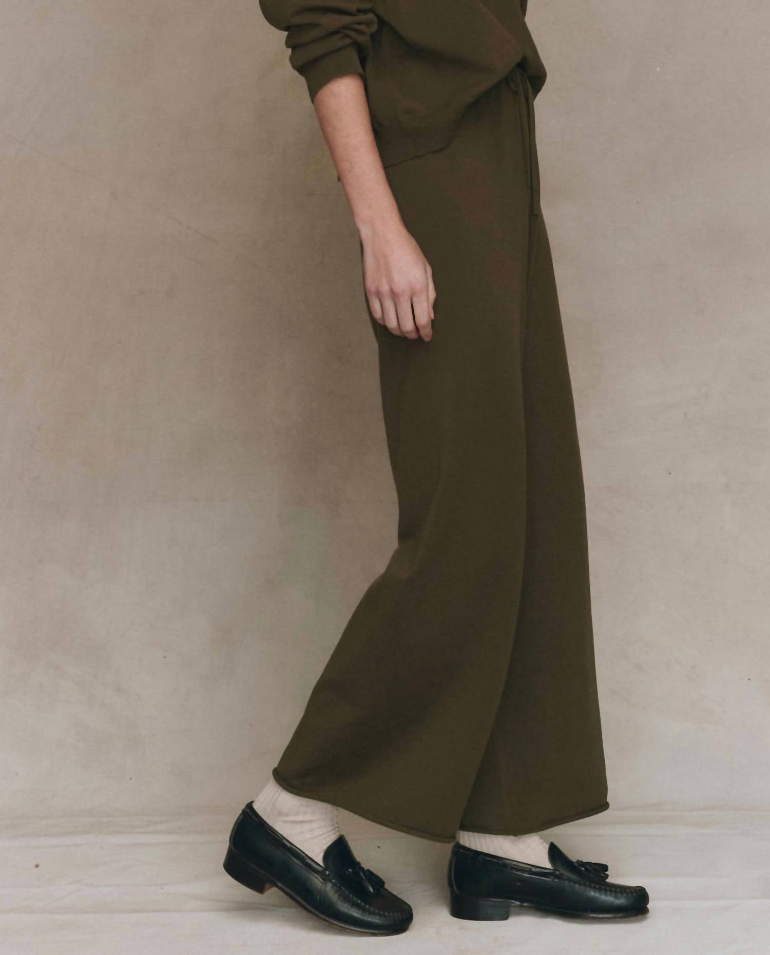 THE GREAT. Rec Sweater Pant in army - women's pants - alternate view