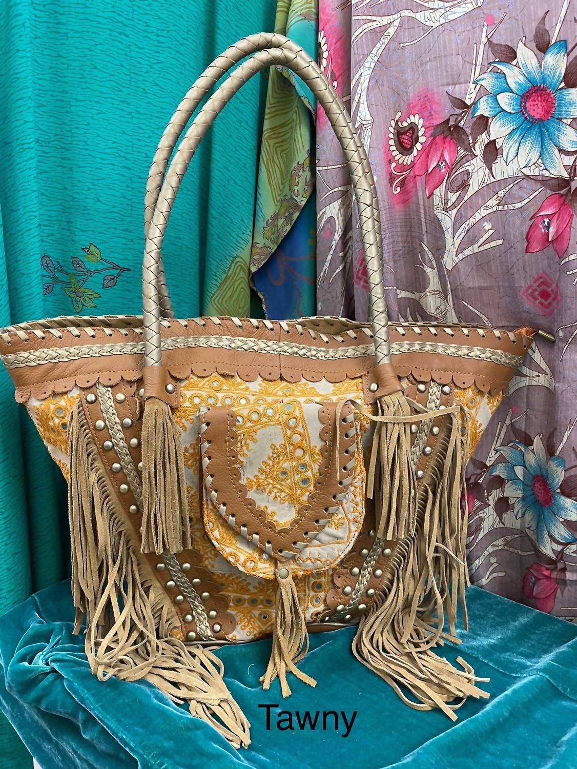 Kantha Bae - Women's Upcycled Embroidered Market Studded Tote Bag