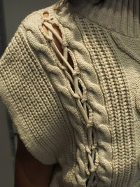 SCOTCH & SODA Cable Stitch Funnel Neck Sweater in soft ice - women's sweater - view 4