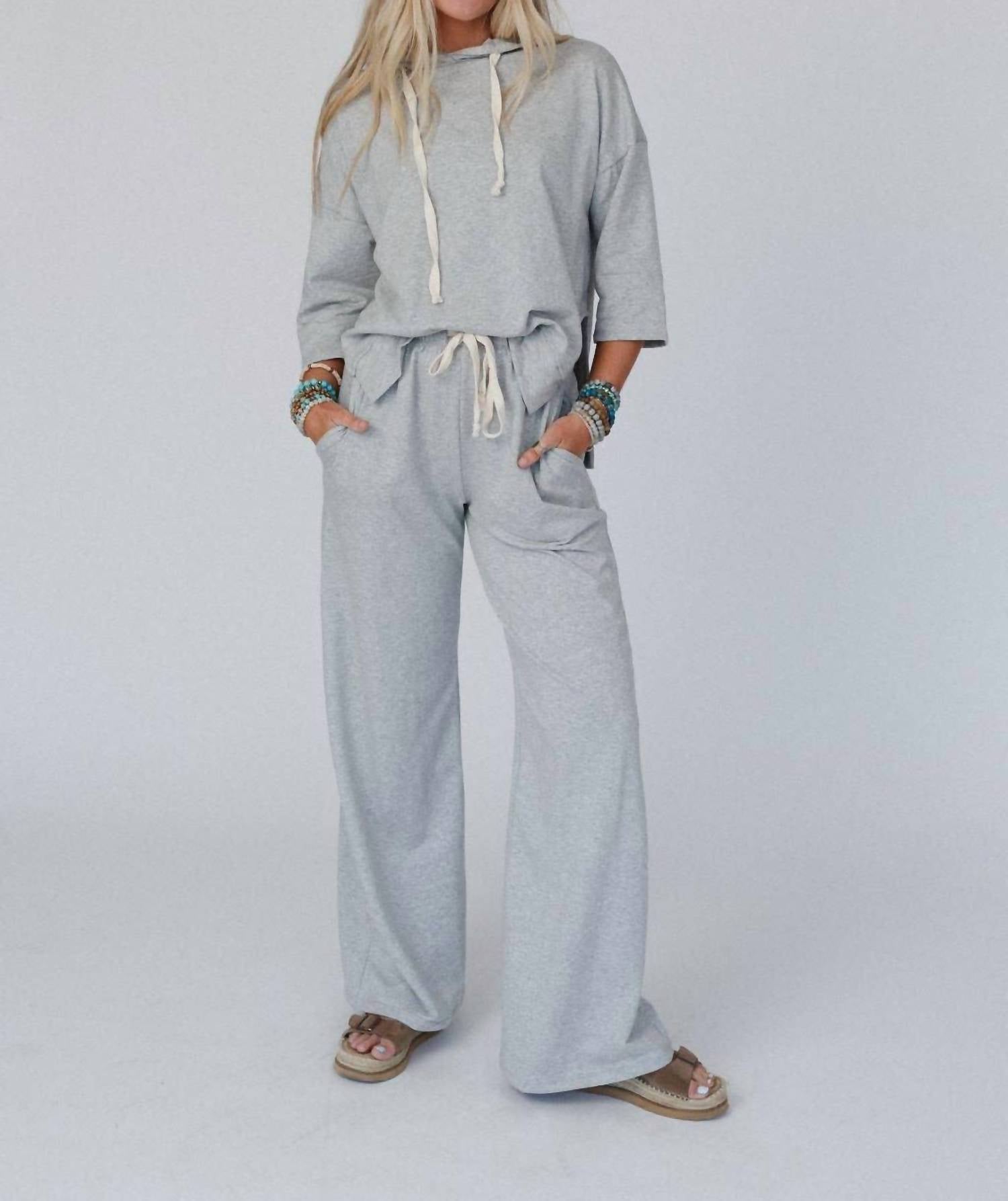 three bird nest Arianna Top And Pant Set in heather gray - women's sleepwear