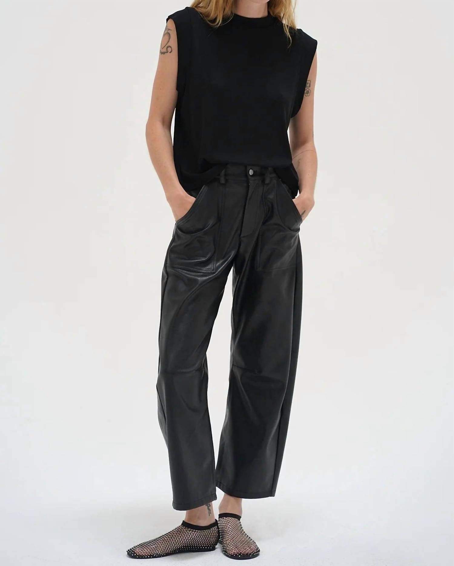 Callahan Oren Ribbed Top in black - women's shirt - alternate view