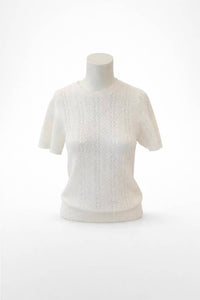 DÔEN Monica Short Sleeve Sweater in swan - women's sweater - view 6