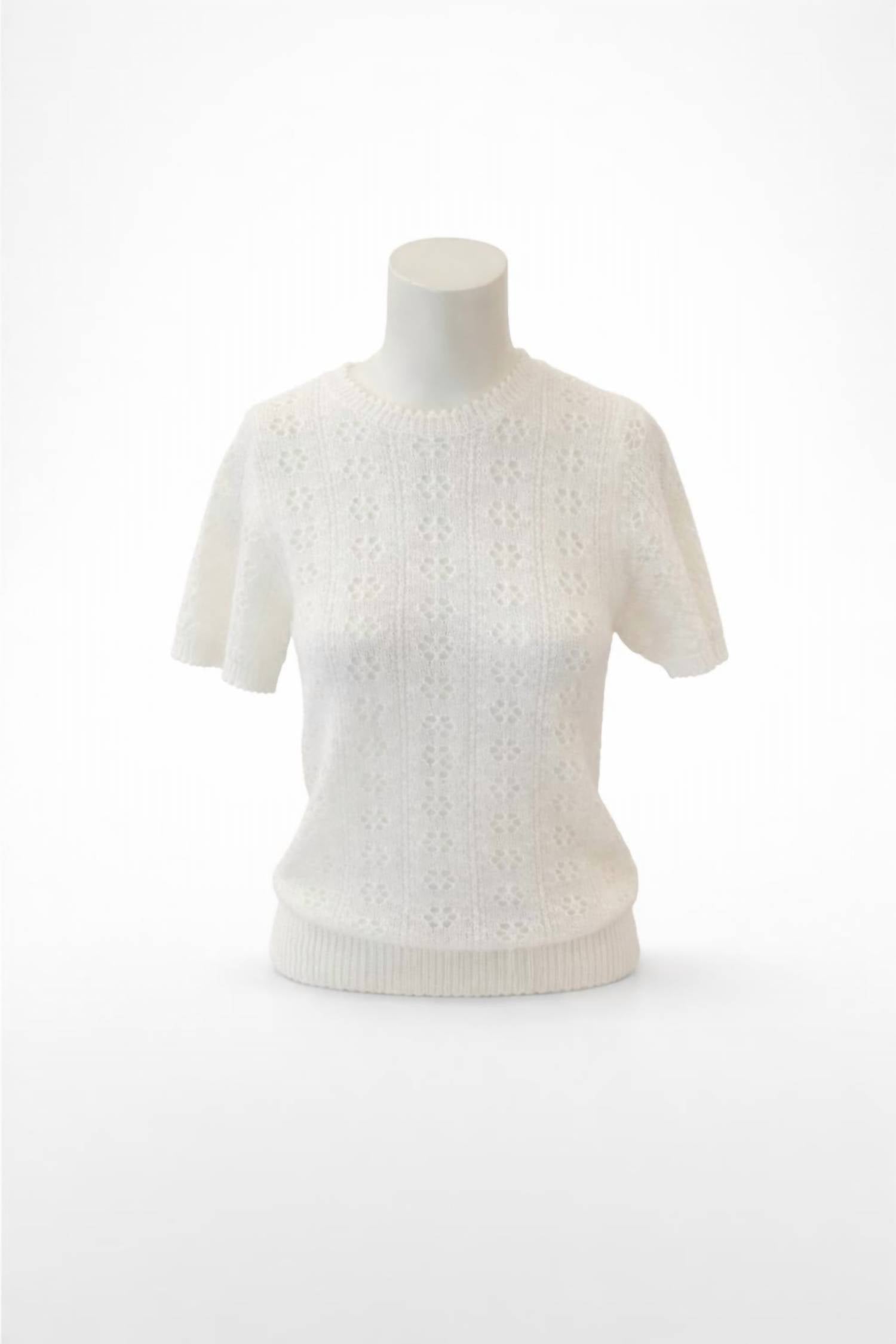 DÔEN Monica Short Sleeve Sweater in swan - women's sweater - view 6