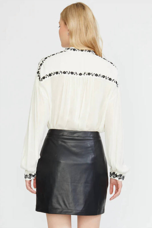 Stellah - Embroidered Edge Stand Collar Blouse