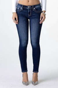 Miss Me Missi Mid Rise Skinny Jean in blue - women's jeans