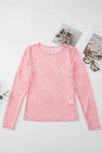 Lovesoft - Blossom Floral Lace Sheer Long Sleeve Top
