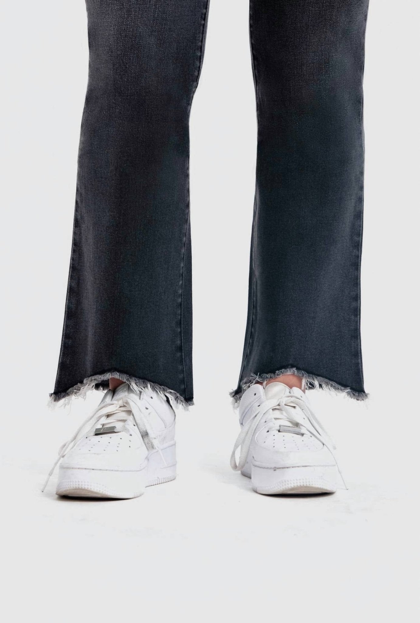 1822 Denim - Hi - low Fray Hem Ankle Boot Jean - ankle - black - clothing