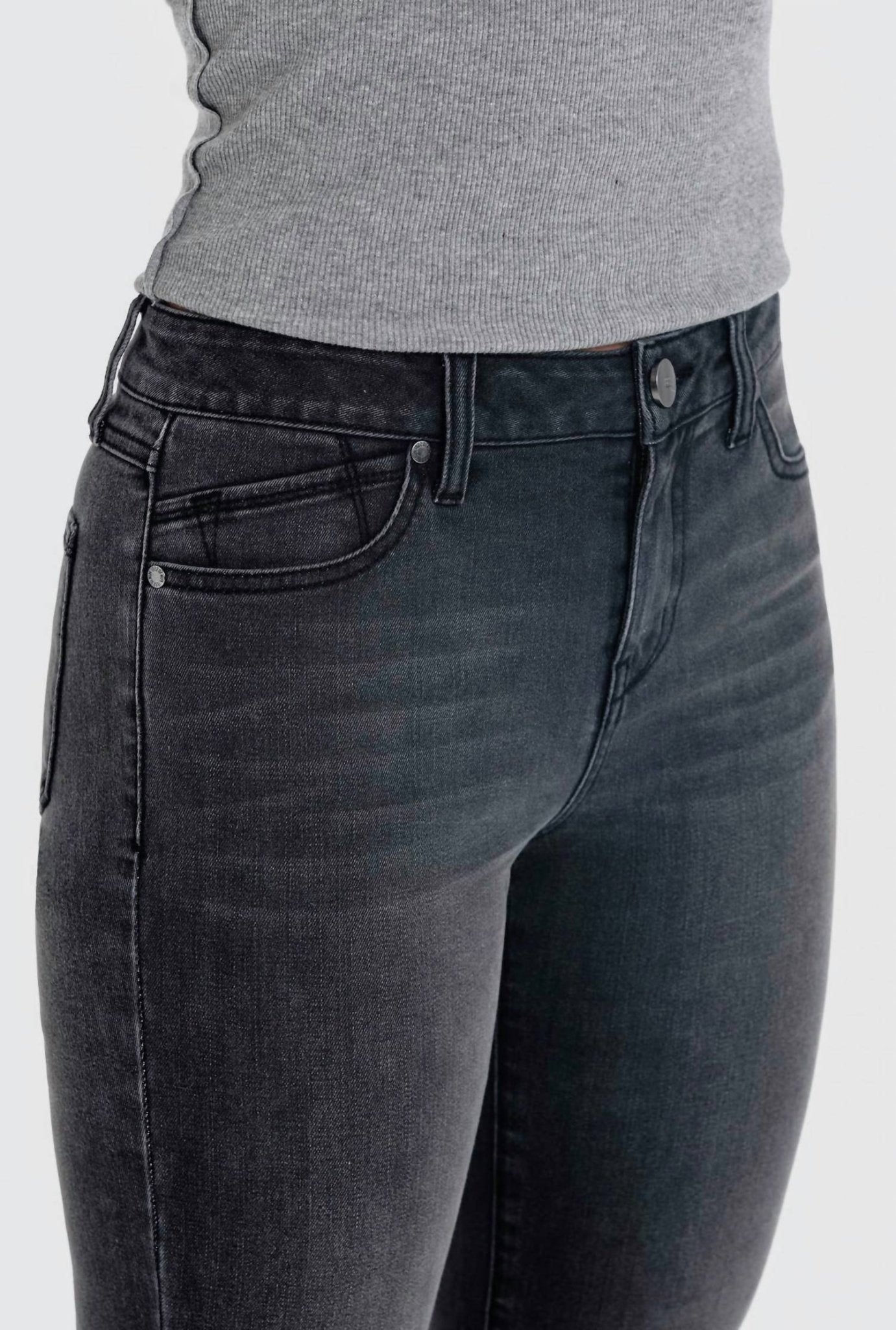 1822 Denim - Hi - low Fray Hem Ankle Boot Jean - ankle - black - clothing