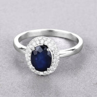 Diana M Jewels Women's Oval Natural Sapphire Fashion Ring (1.84 Ct) - Classic in 14k white gold - women's jewelry - detail view
