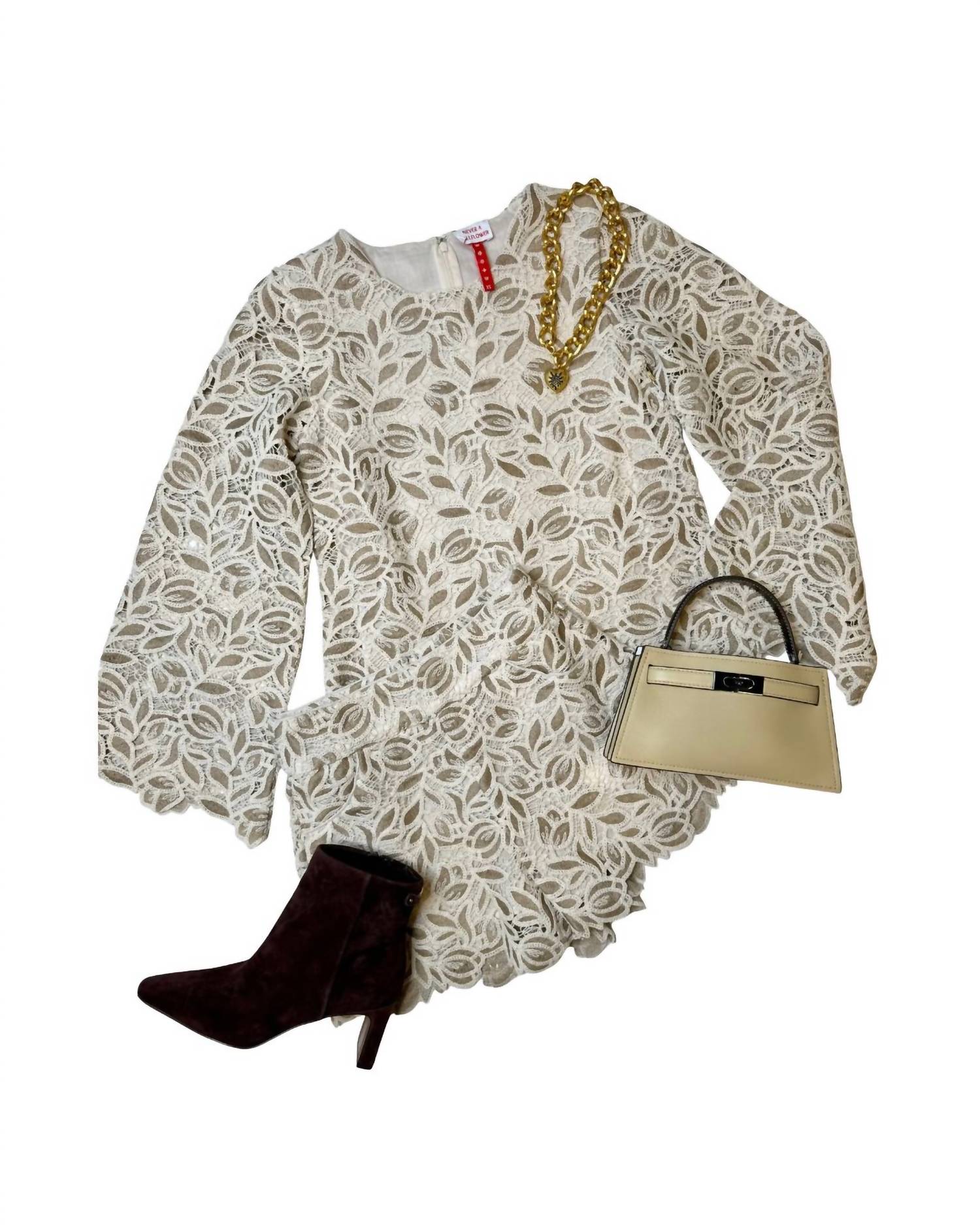 Never a Wallflower Camilla Top in grey lace - women's long sleeve top - view 4