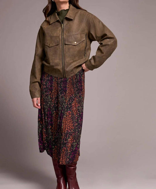 Tribal - Faux Suede Zip Front Jacket