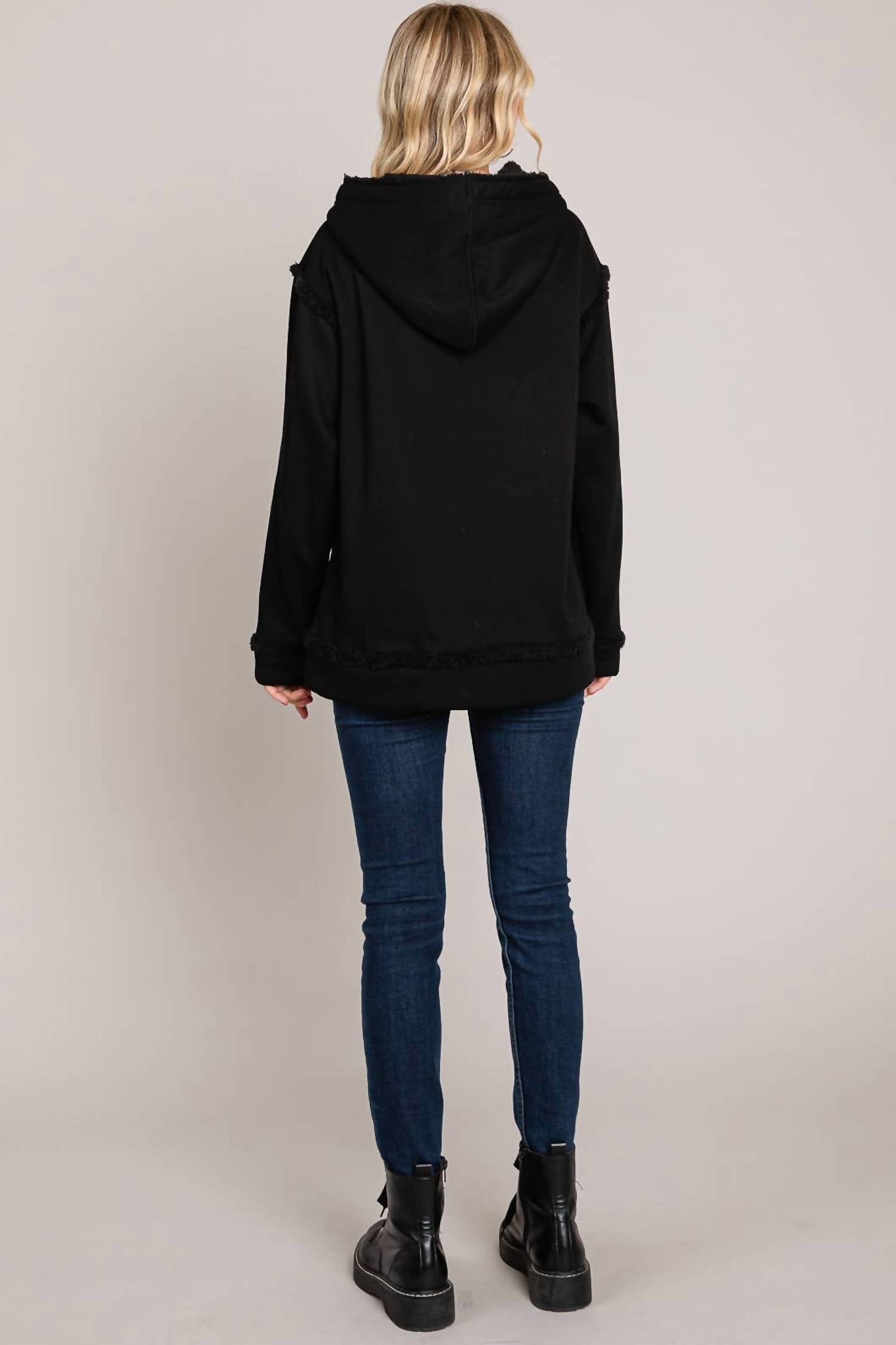 Cotton Bleu - Casual Faux Fur Lined Hoodie