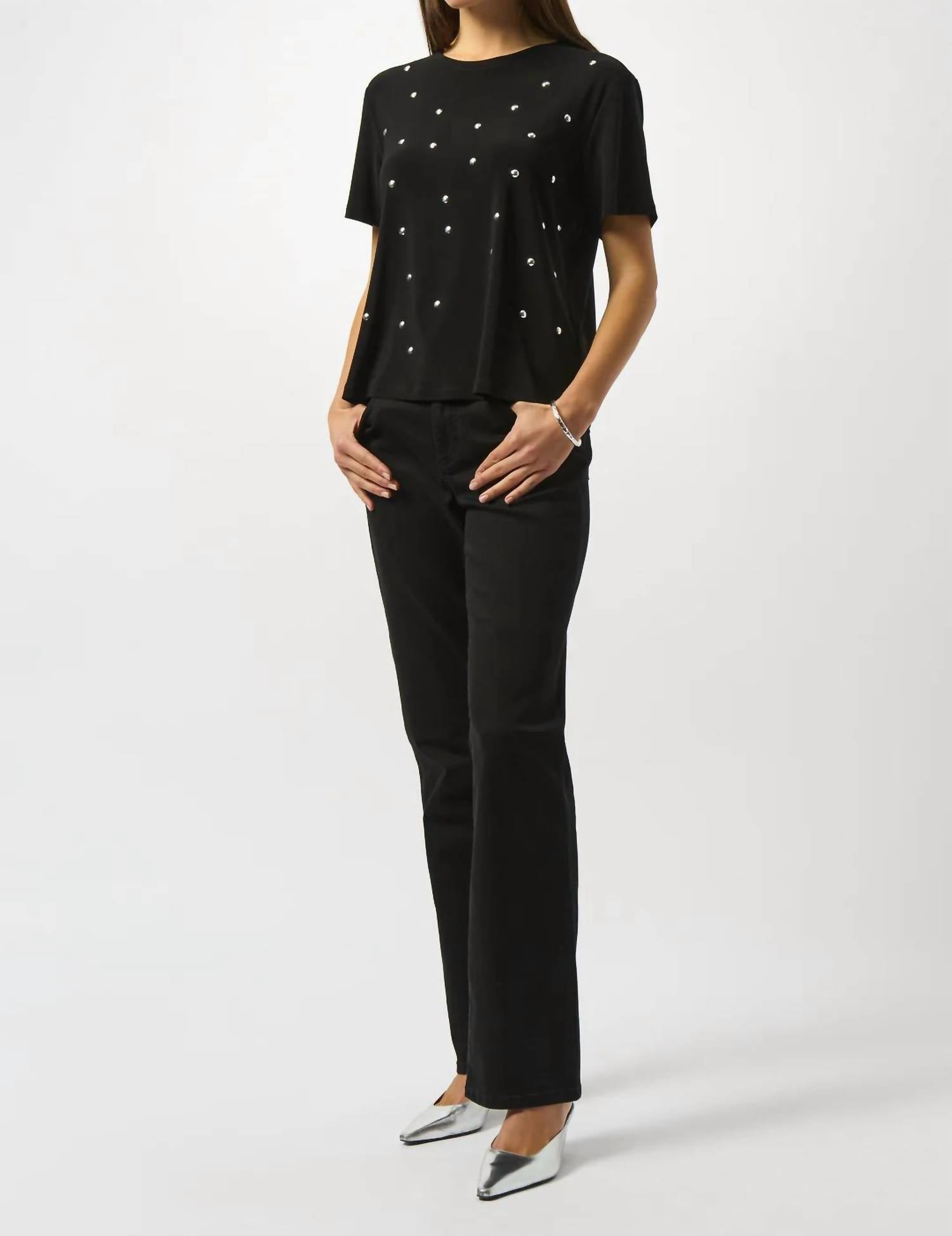Joseph Ribkoff - Embellished Short Sleeve Boxy Top