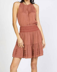 Current Air - Halter Neck Smocked Waist Mini Dress