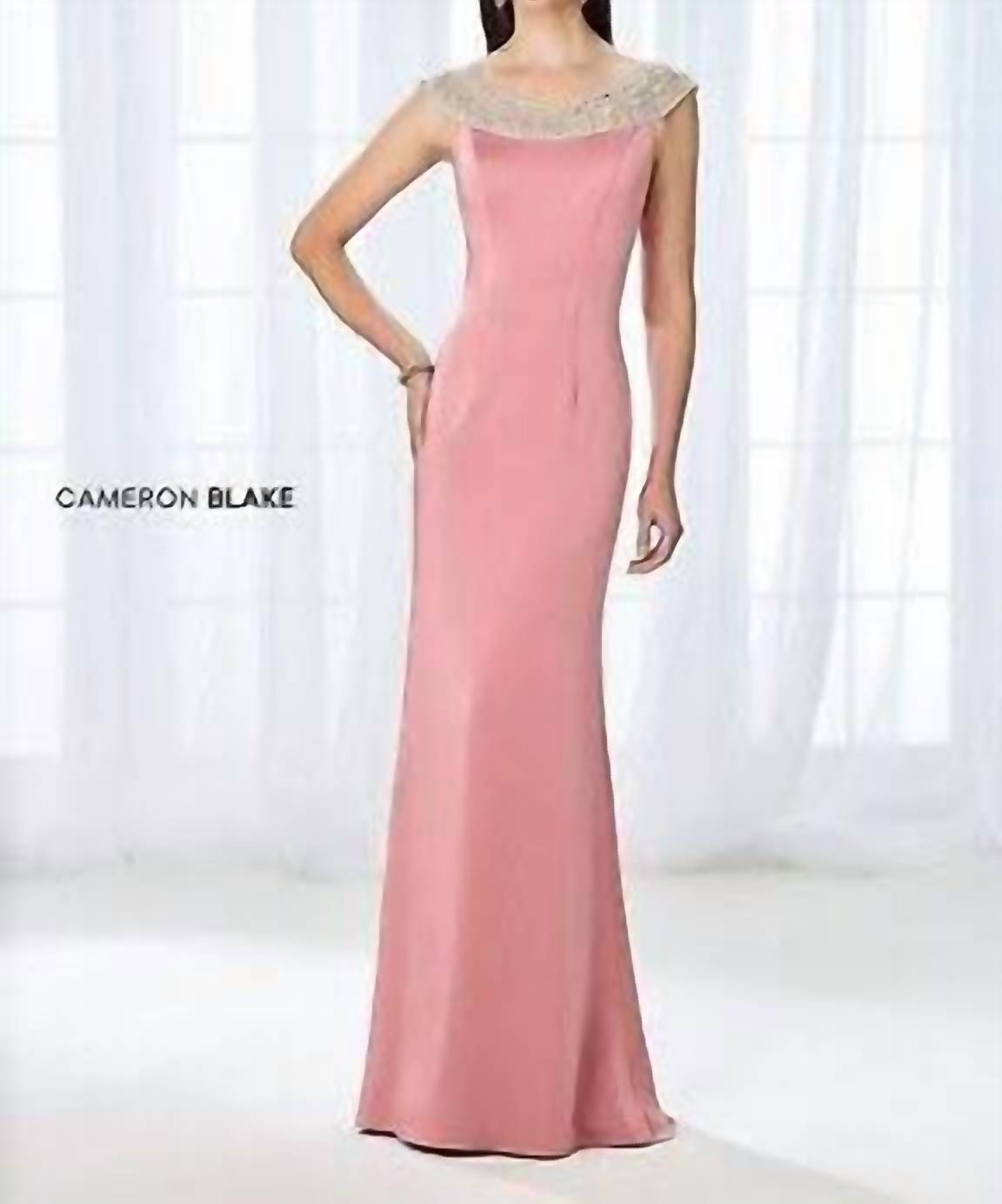 Cameron Blake - Cameron Blake Mon Cheri - 118663 Beaded Bateau Neckline Evening Gown