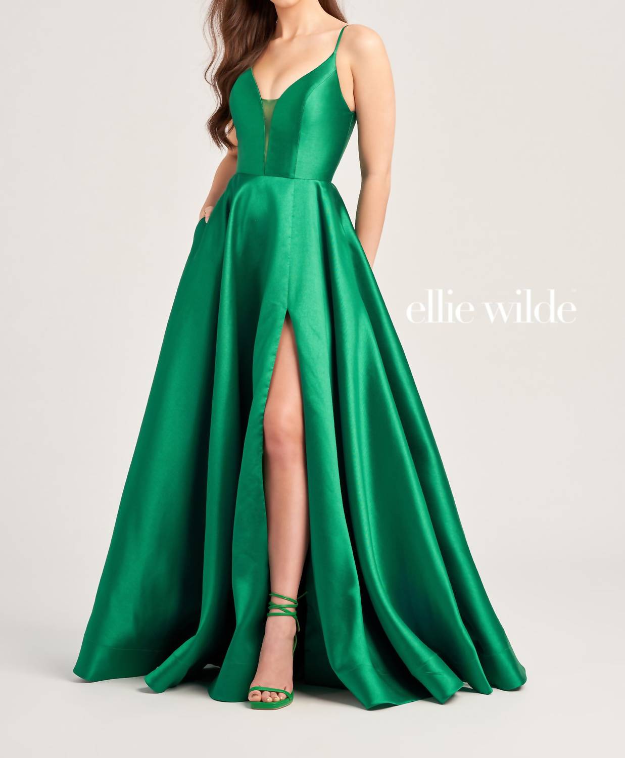 Ellie Wilde - High Slit A-line Evening Dress