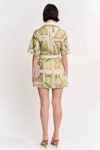 En Saison Sariyah Mini Shirt Dress in ivory olive multi - women's dress - alternate view
