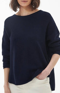 Barbour Women’s Marine Relaxed Fit Cotton Sweater in blue - women's sweater