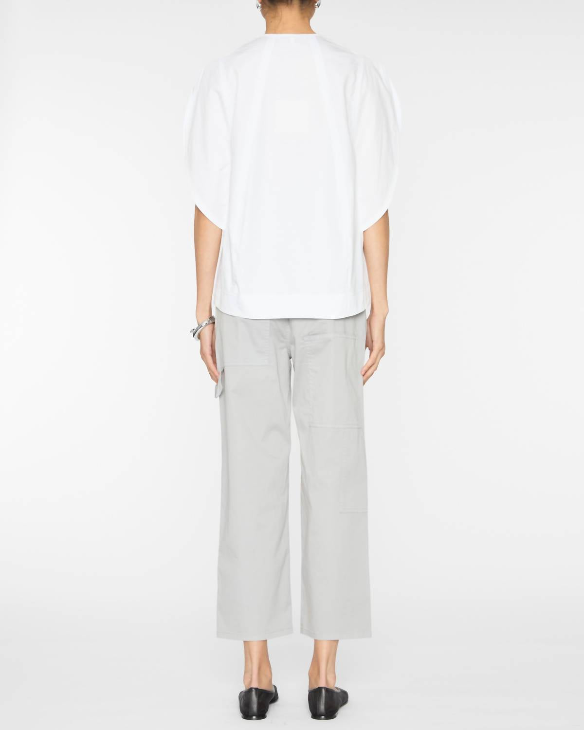 Tibi Eco Poplin Balloon Origami Top in white 1 - women's t-shirt - detail view