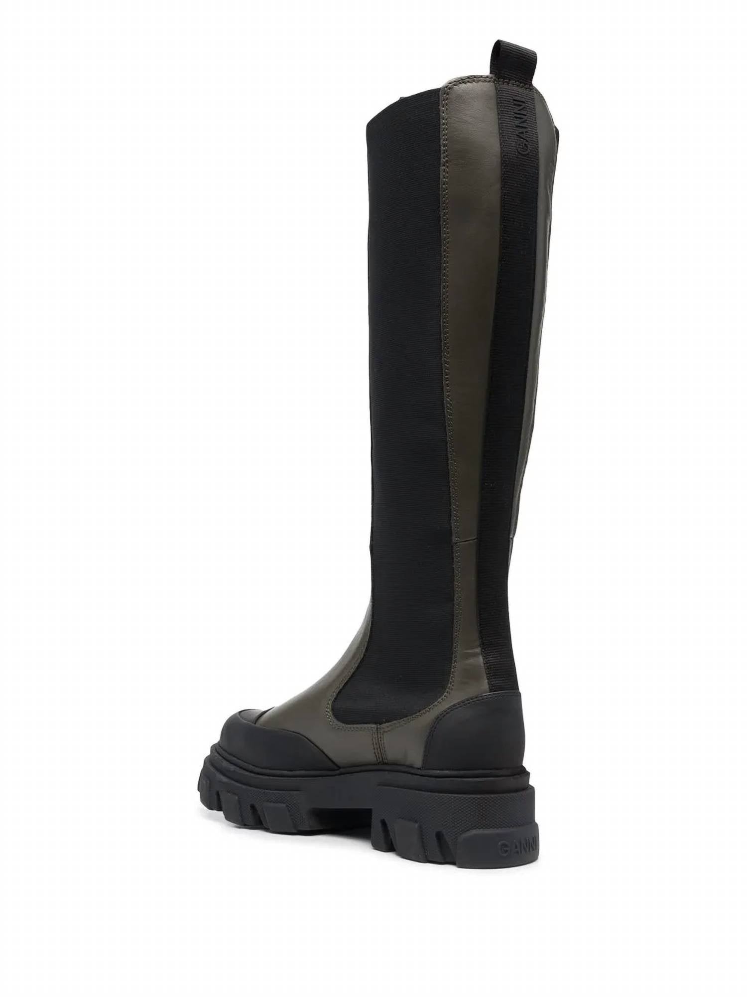 Ganni - Women's Cleated Knee-high Chelsea Boots