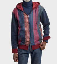 Upstate Stock Neat Hoodie in navy multi - men's shirt