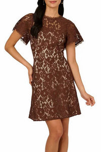 Adrianna Papell - Illusion Neckline Mini Dress