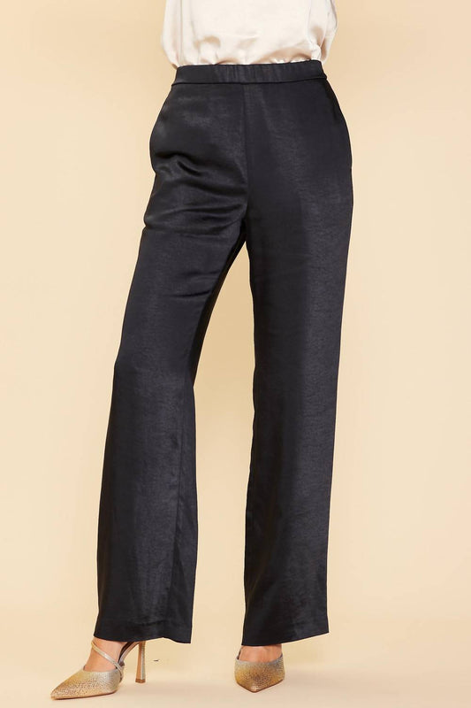 Satin Elastic Waist Straight Leg Pant